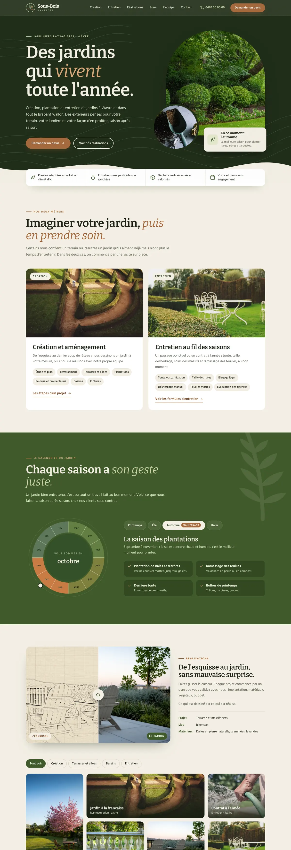 Exemple de site internet pour paysagiste : Sous-Bois Paysages (version ordinateur)