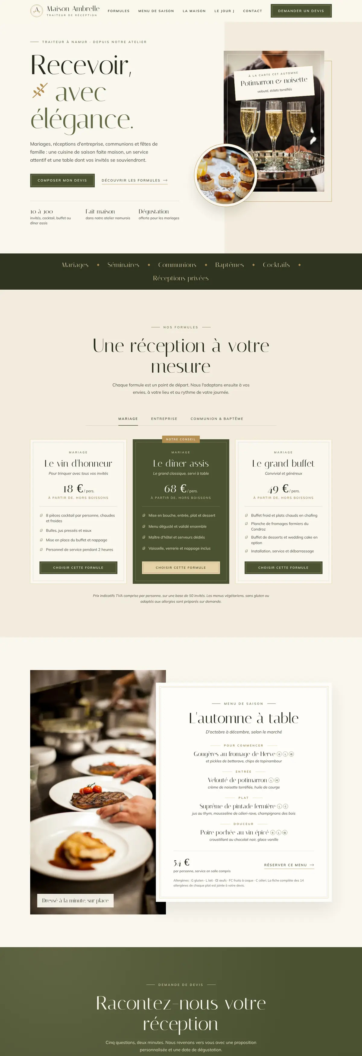 Exemple de site internet pour traiteur : Maison Ambrelle (version ordinateur)